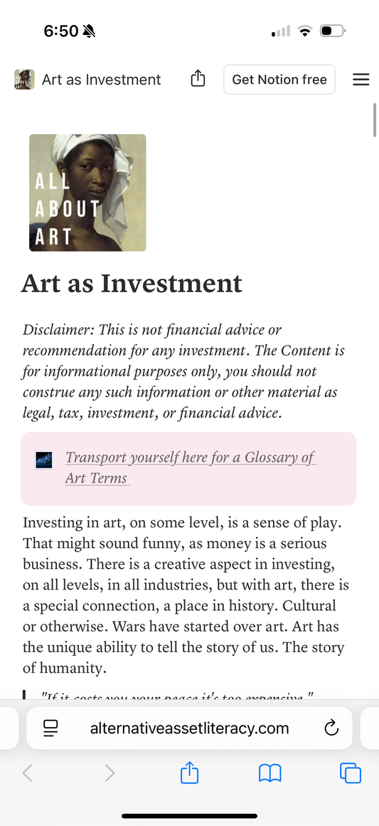 Art as Investment Educational Module